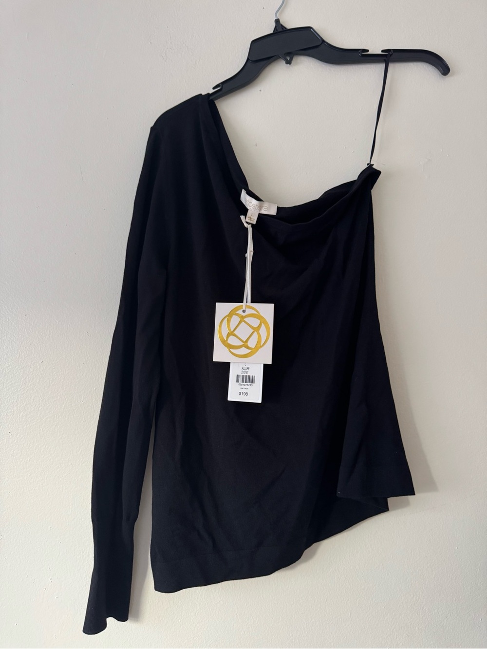 Etcetera Black One-Shoulder Asymmetric Knit Top